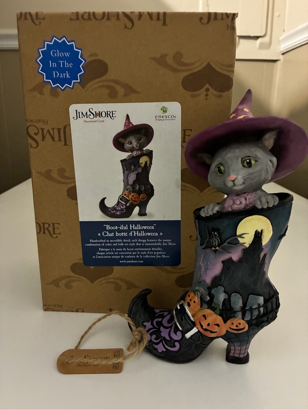Jim Shore Heartwood Creek “Boot-iful Halloween” Cat Figurine NIB